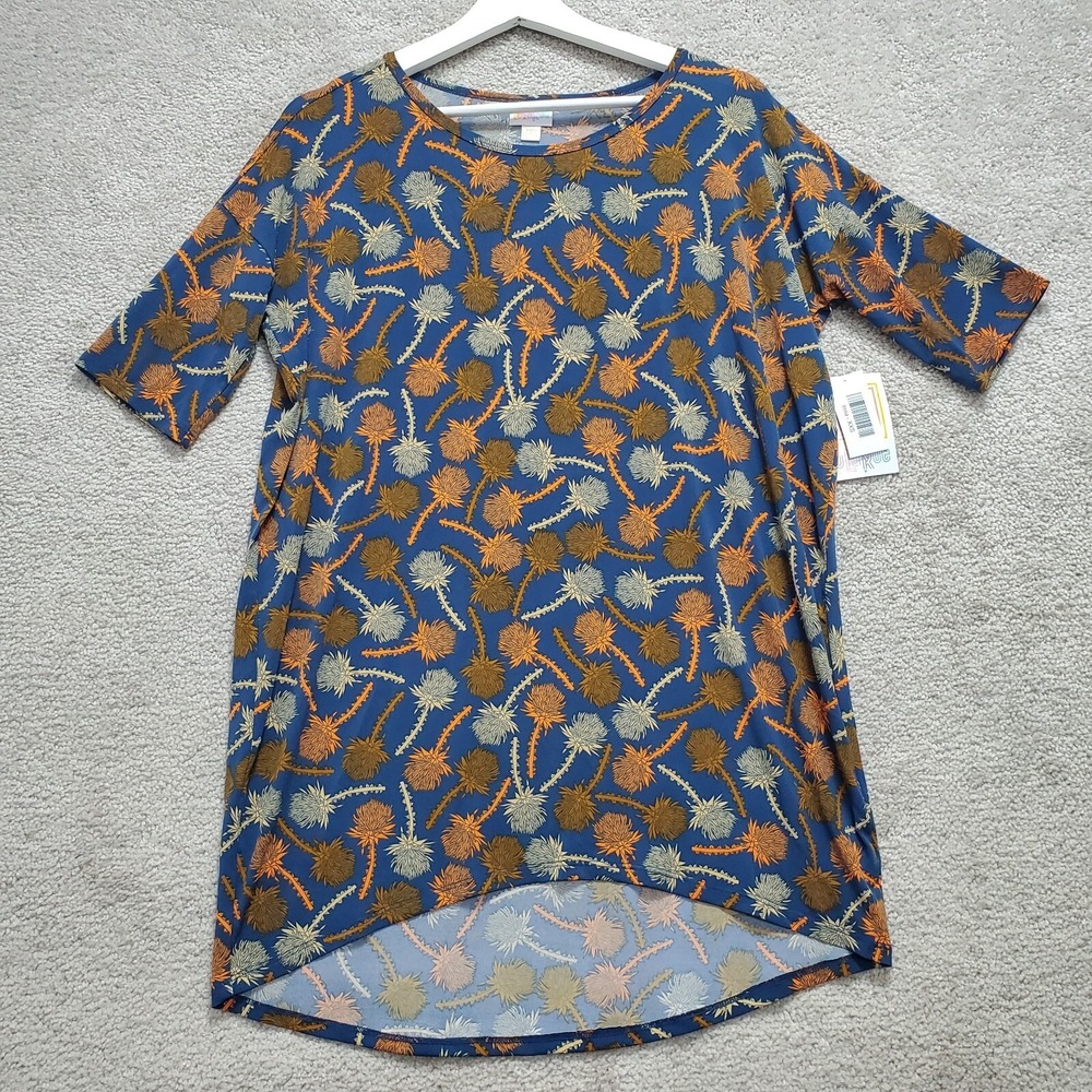Lularoe Irma Top Womens 2XS Multicolor Dandelions Print Stretch Round Neck